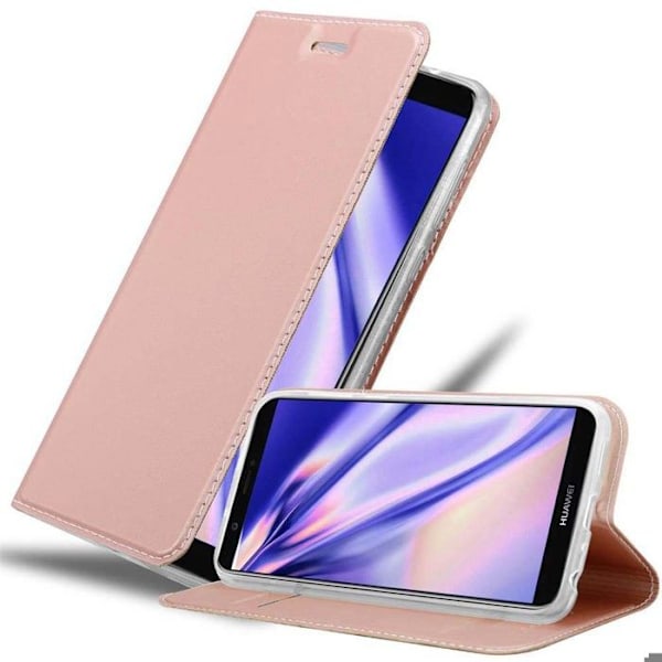 Coque för Huawei P SMART 2018 / Enjoy 7S Etui i CLASSY GULDROSÉ Fodral Skydd med magnetisk stängning Plånbok Rosa