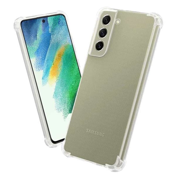 Transparent stötsäker silikonfodral för Samsung Galaxy S21 FE Vit