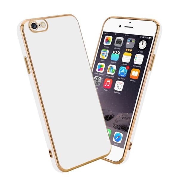 iPhone 6 PLUS / 6S PLUS Glansig Vit - Guld med skydd för kamera Vit