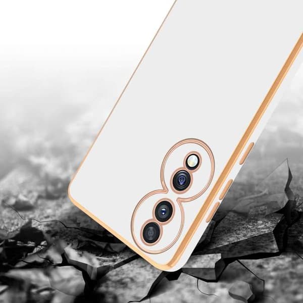 Fodral för Honor 70 Glansig Vit - Guld med skydd för kamera Vit