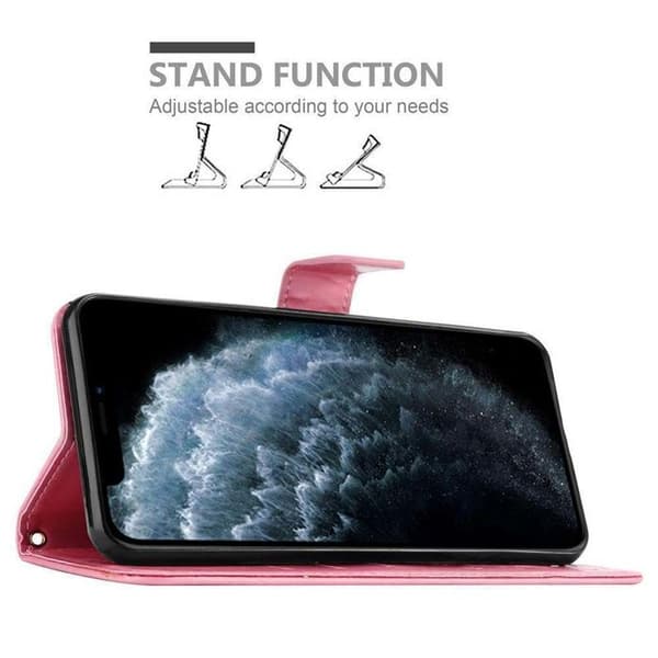 Fodral med lock för iPhone 11 PRO MAX Etui i ROSA BLOMMÖNSTER Skydd Design Blommig Plånbok Ros