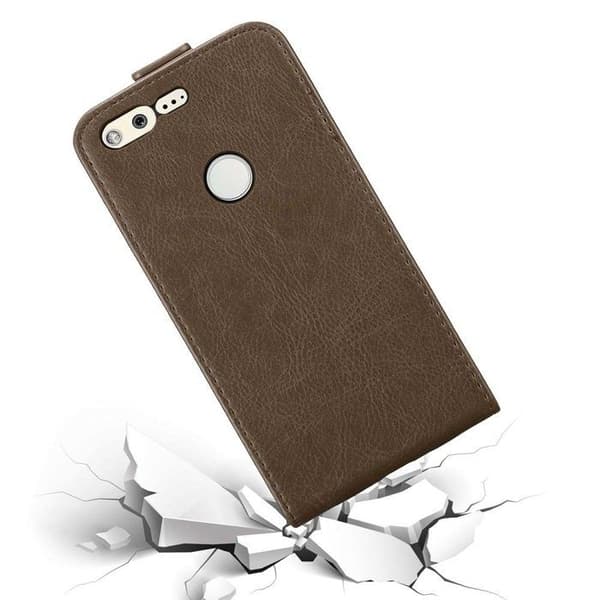 Etui för Google PIXEL Fodral med lock i MÖRK BRUN Flip Skydd brun