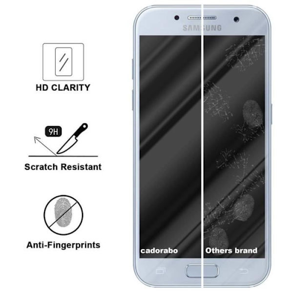 Cadorabo härdat glas Samsung Galaxy A3 2017 (7) Skärmskydd Härdat skydd för display TRANSPARENT Transparent