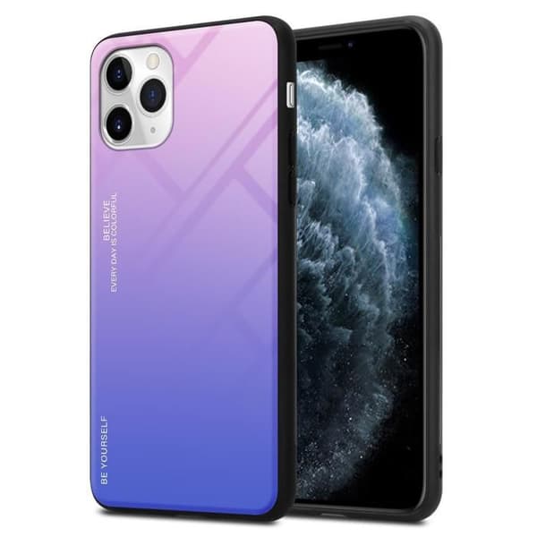 iPhone 11 PRO MAX-fodral i ROSA - BLÅ Stötsäker Bicolor design Svart