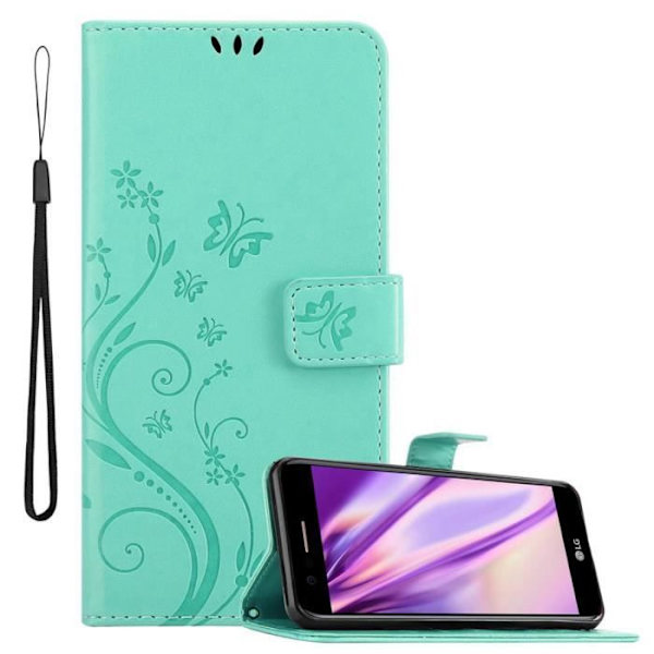 Coque - CADORABO - K10 2018 / K11 / K11 PLUS - Similskinn - Blommig - Magnetisk stängning Turkos