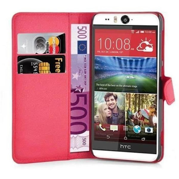 Cadorabo Fodral HTC Desire EYE RED Fodral Fodral Fullt skydd Magnetlås (stöder stativ och kortplats)