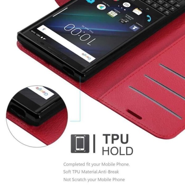 Cadorabo Fodral för Blackberry Key 2 LE i CHERRY RED - Skyddsöverdrag med magnetlås, horisontellt stativ och spår