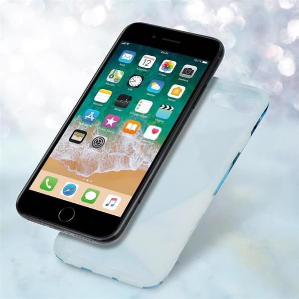 Etui för iPhone 7 PLUS / 7S PLUS / 8 PLUS Marmor Grå Vit Blå Nr. 2 Etui Fodral Skydd Blå
