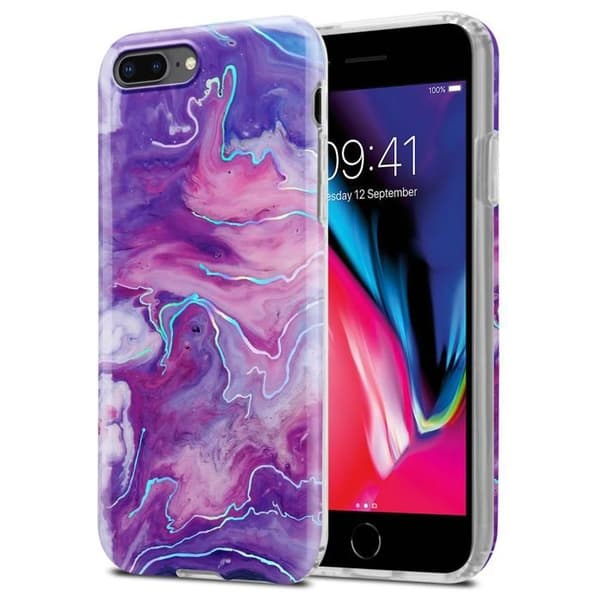 Skal för iPhone 7 PLUS / 7S PLUS / 8 PLUS i Lila Rosa Marmor Nr. 19 Skyddsetui Violett
