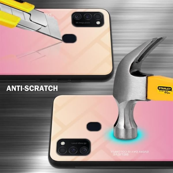 Coque - CADORABO - Samsung Galaxy M21 / M30s - Bicolore Gul/Rosa - TPU-skydd - Halkfri Gul, Rosa