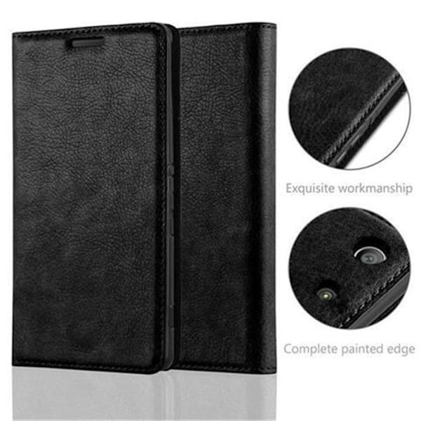 Coque för Sony Xperia M5 Fodral i SVART NATT Etui Case Cover Skydd Plånbok Wallet Svart