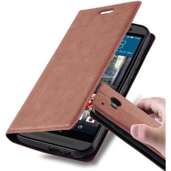 Cadorabo Fodral för HTC ONE M9 (3. Gen) MEDELBRUNT Osynlig magnetisk STÄNGNING Fodral Fodral stöder stativ och kortplats