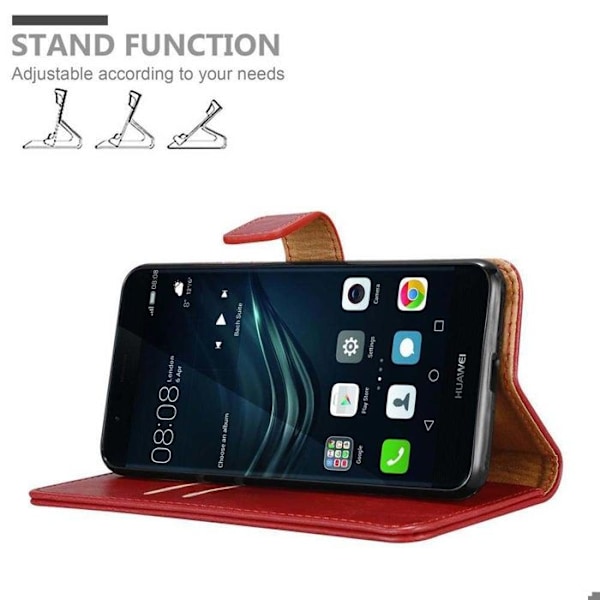 Fodral till Huawei P9 PLUS i CHERRY RED Cover Skyddsstativ Funktion Röd