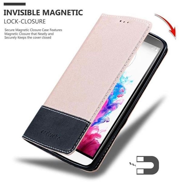 Fodral för LG G3 Huvud i ROSA SVART Etui Skydd med magnetstängning stödfunktion Rosa