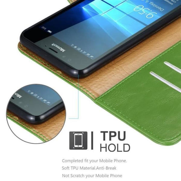 Fodral till Nokia Lumia 950 - CADORABO - Grön - TPU silikon - Magnetisk stängning - Stativfunktion Grön