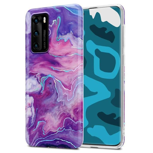 Coque för Huawei P40 - CADORABO - Marmor Lila Rosa - Skydd i Silikon TPU - Trendig Design - Mjuk Lila, Rosa