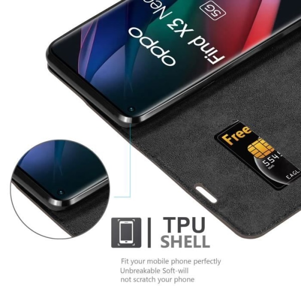 Cadorabo Fodral till Oppo FIND X3 NEO i KAFFEBRUNT Skyddskåpa magnetisk stängning