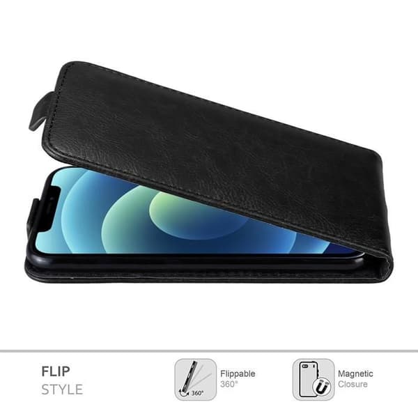 Fodral till iPhone 12/12 Pro med fällbart skydd i midnattssvart Svart