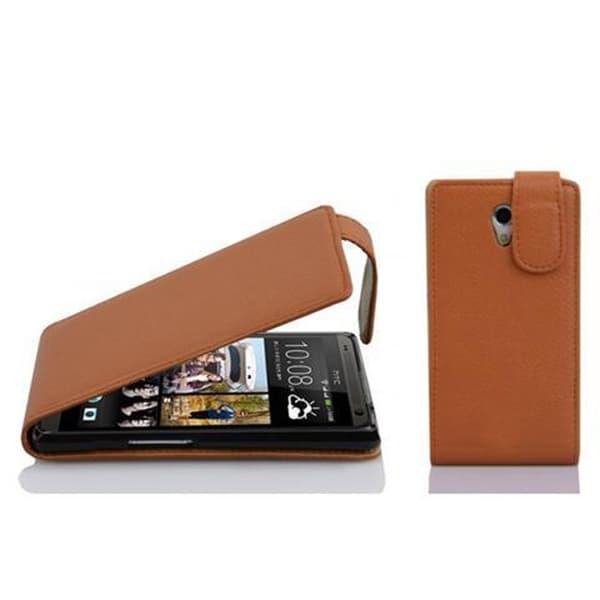 Etui för HTC Desire 600 Flip Case i NÖTBRUN Skydd HASSELNÖTBRUN