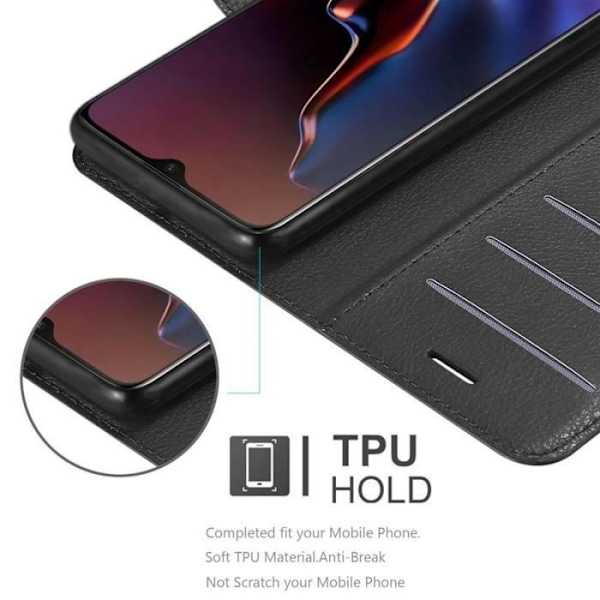 Coque - CADORABO - OnePlus 6T - Similläder - Ställfunktion - Magnetstängning Svart
