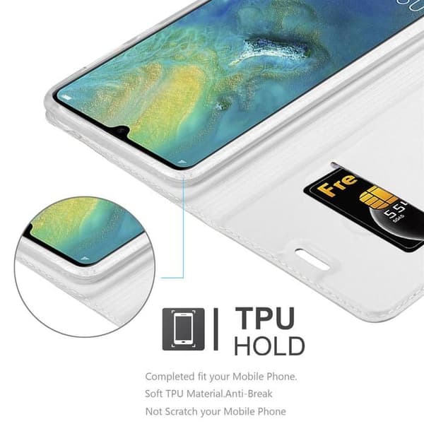 Fodral med lock för Huawei MATE 20 Plånbok i KLASSISK SILVER Stötsäker Grå