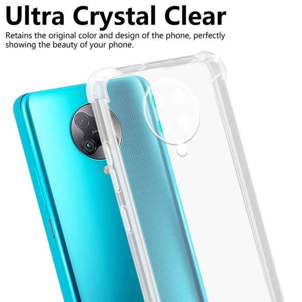 Transparent stötsäker silikonfodral för Xiaomi POCO F2 PRO Vit