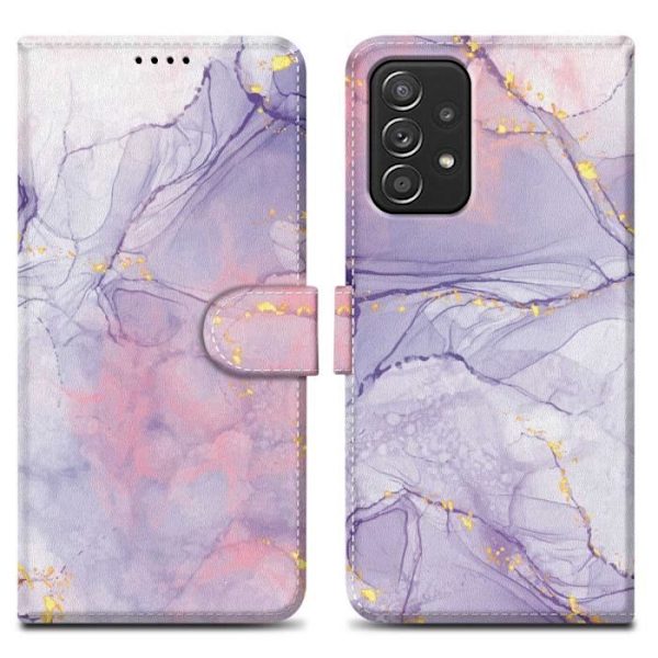 Cadorabo Fodral för Samsung Galaxy A52 (4G / 5G) / A52s i rosa lila marmor nr. 5 Skyddsfodral Magnetstängning
