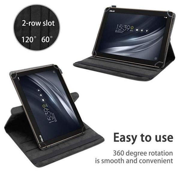 Skyddshölje - Cadorabo - Asus ZenPad 10 - Rotering 360 grader - Syntetläder - Svart SVART