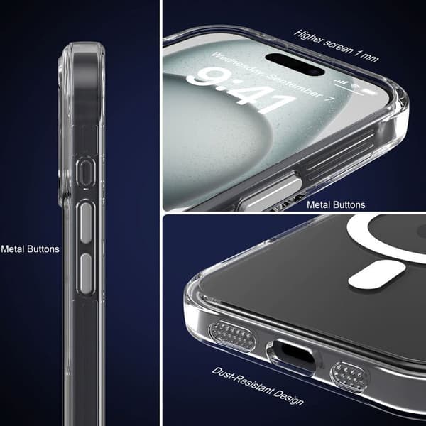 Transparent iPhone 17-skal Stötskydd Kompatibel med MagSafe Vit
