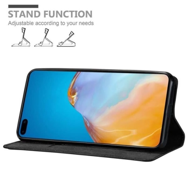 Coque - CADORABO - Huawei P40 - Syntetisk läder - Magnetstängning - Ställfunktion Svart