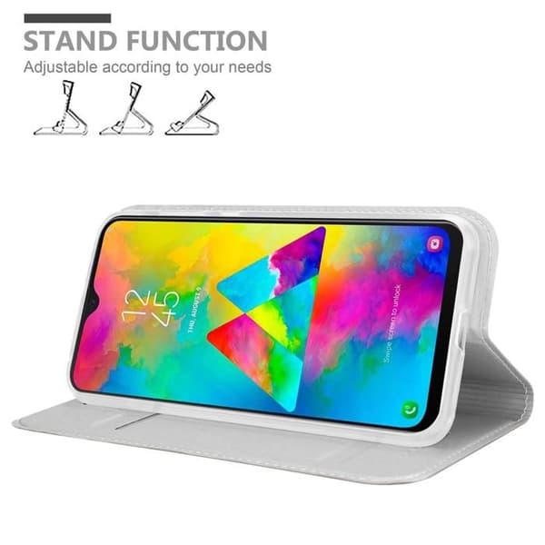 Flipfodral för Samsung Galaxy M20 Etui i KLASSISK SILVER Plånbok Stötsäker Grå