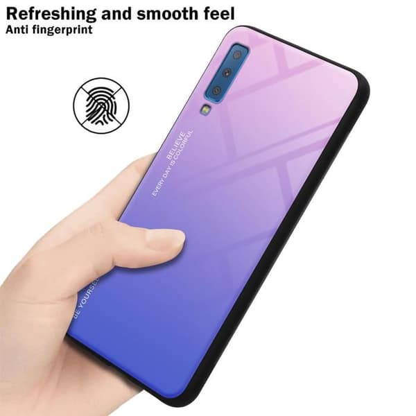 Fodral för Samsung Galaxy A7 2018 i ROSA - BLÅ Stötsäker Bicolor design Svart