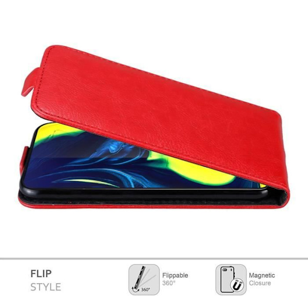 Coque - CADORABO - A80 / A90 4G - Röd av äpple - Magnetflip - Fullständigt skydd Äppelrött