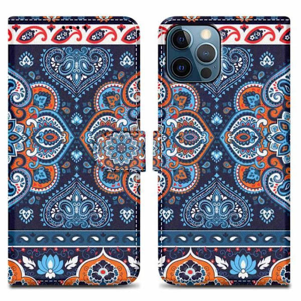 Coque - CADORABO - iPhone 12 PRO MAX - Mandala Blå - Similläder - Magnetstängning Blå