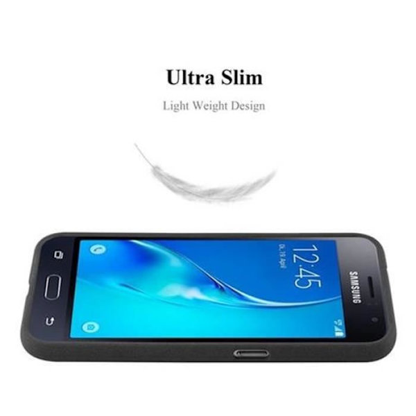Samsung Galaxy J1 2016 (6) FROST BLACK Fodral Cadorabo FROST TPU Silikonskydd Fodral Skydd Ultra Slim Fin Bumper