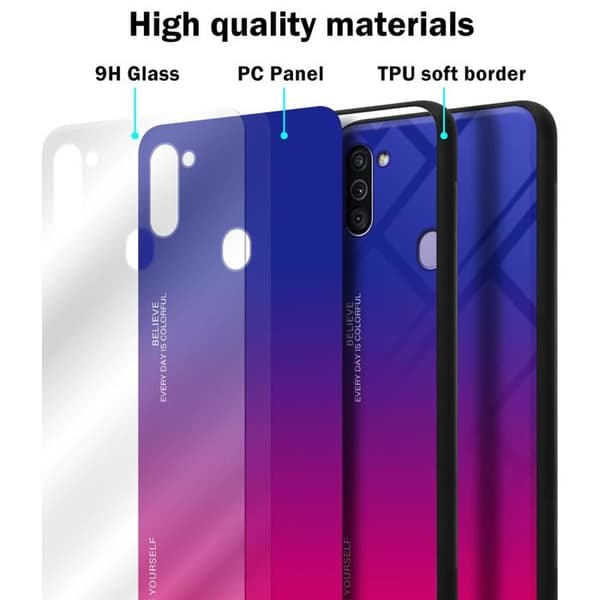 Fodral för Samsung Galaxy A11 / M11 i VIOLETT - RÖD Stötsäker Bicolor design Svart