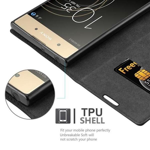 Sony Xperia XA1 PLUS-fodral i NIGHT BLACK från Cadorabo (INVISIBLE MAGNETIC CLOSURE Design) Helt skyddsfodral med flik