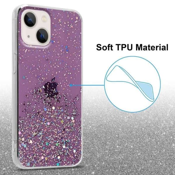 iPhone 14 Skal Lila med Glitter Skydd Glittrande Design Violett