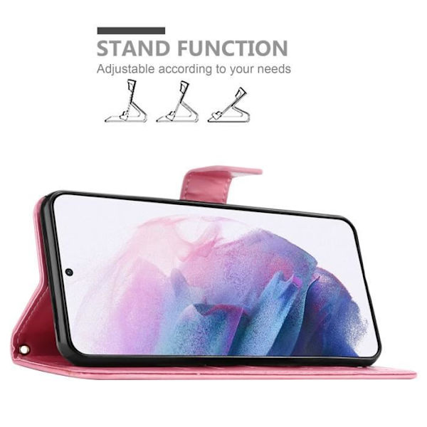 Coque - CADORABO - Samsung Galaxy S21 5G - Similläder - Rosa Blommig - Ställfunktion Rosa blommig