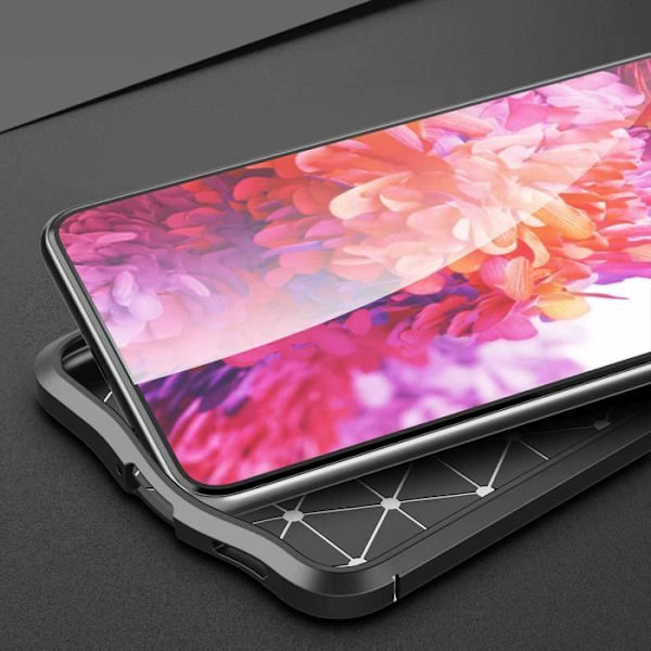 Fodral till Samsung Galaxy S21 PLUS skal i djupt svart skyddsfodral Silikon TPU konstläderbeläggning