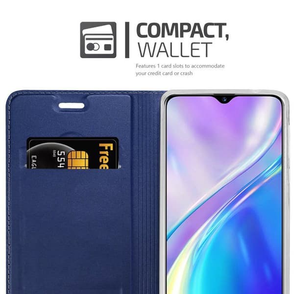 Flip-fodral för Realme X2 / XT / Oppo K5 i MÖRKBLAU CLASSY Plånbok Stötsäker Blå