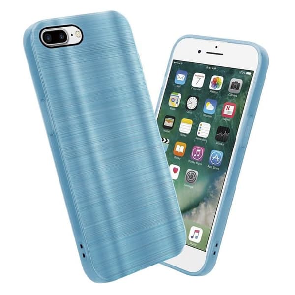 Skal för iPhone 7 PLUS / 7S PLUS / 8 PLUS Borstad Turkos Kameraskydd Blå