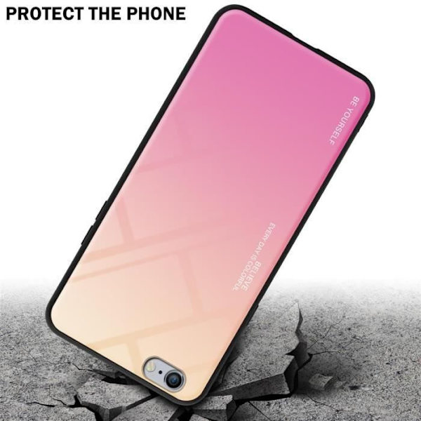 Cadorabo Fodral för Apple iPhone 6 PLUS / 6S PLUS i GUL - ROSA Skyddsfodral Tvåfärgat härdat glas silikon TPU