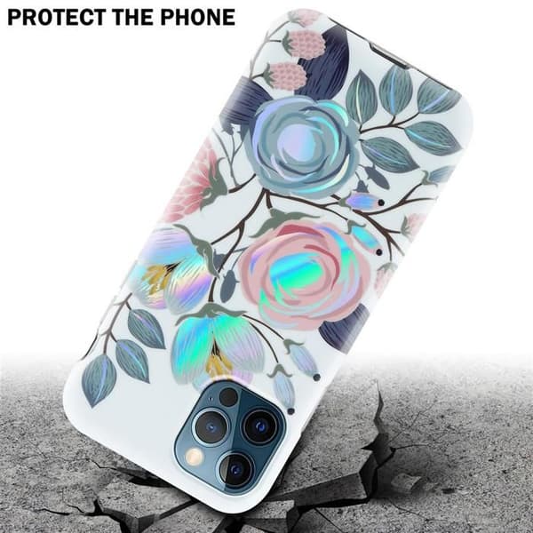 Skal för iPhone 12 PRO MAX i PIONER Blomsterdesign Skyddsetui Vit