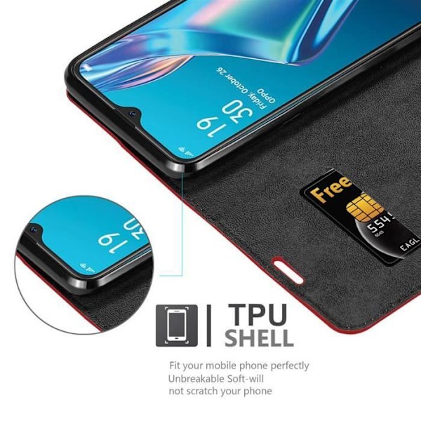 Mobilfodral - CADORABO - Oppo A12 - Röd Äpple - Silikon TPU - Magnetisk stängning ÄPPELRÖD