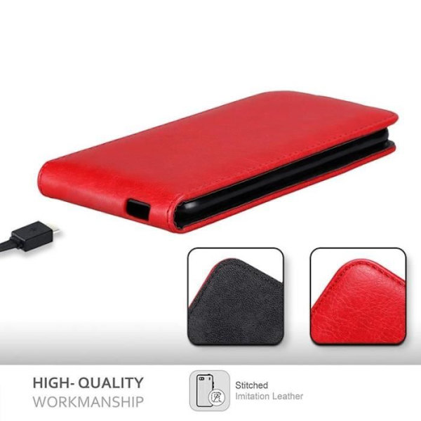Skyddshus - CADORABO - WIKO VIEW GO - Röd - Syntetläder - Flip med magnetstängning Röd