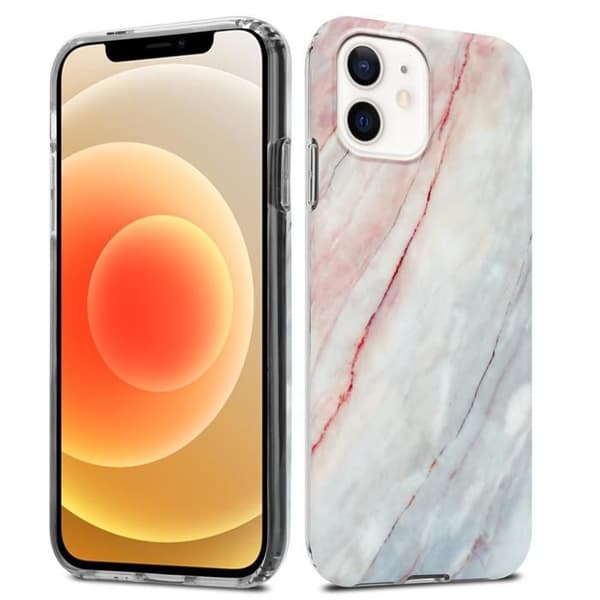 iPhone 12 PRO MAX-fodral i vit rosa marmor No. 21 Skyddsetui Ros