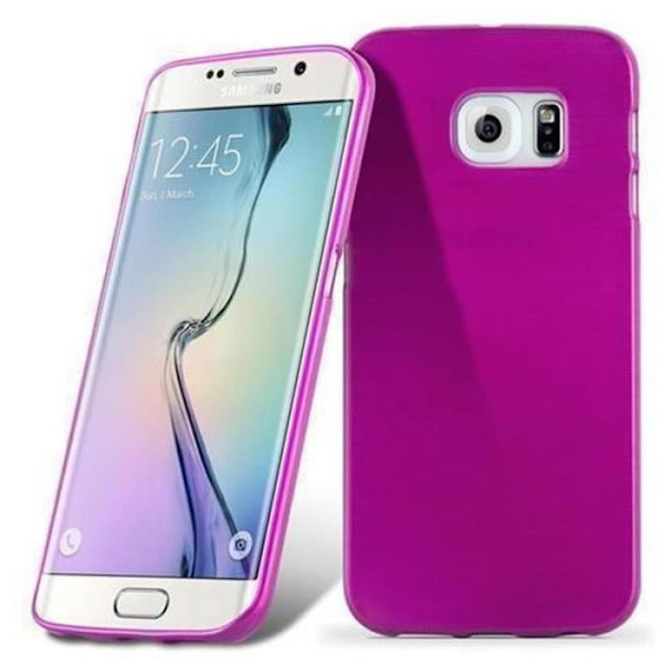 Samsung Galaxy S6 EDGE-fodral i HOT PINK från Cadorabo (BRUSHED METAL Design) Ultratunt mjukt silikongel TPU-fodral