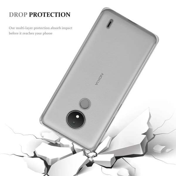 Transparent stötsäker silikonfodral för Nokia C21 Vit