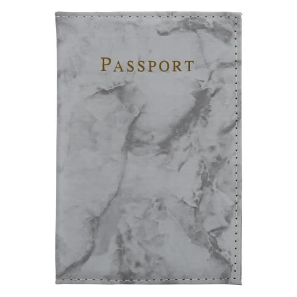 Pass- och ID-kortsficka i grå marmor konstläder Set med 2 fickor för ett pass och ett kort